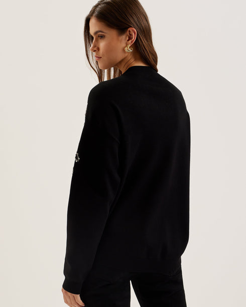 ROSMRRY-Knitwear-Embellished Crew Neck Long S- Ted Baker Romania